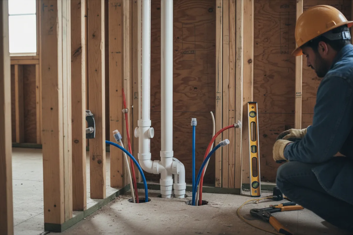 Drain and supply rough-in during Sump Pump Repair in Boswell